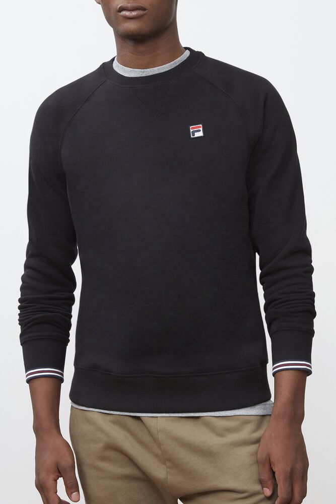 Fila Pozzi Crew Sweatshirt Black - Mens - 41538PVZC